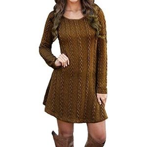 Long Sleeve Knitted Soft Sweaters Mini Dress
